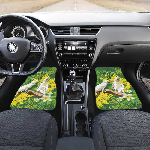 Personalised Australia Golden Wattle And Cacatua Galerita Car Mats Aboriginal Art