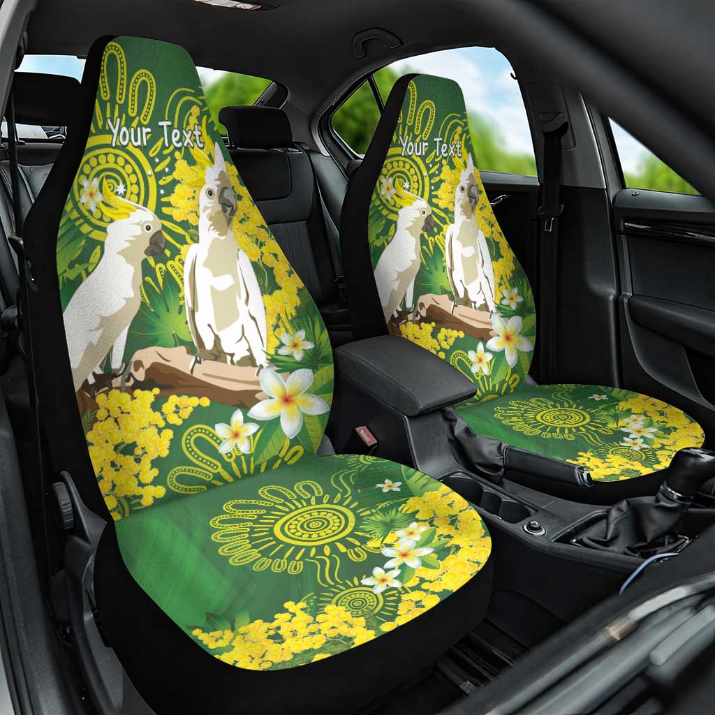 Personalised Australia Golden Wattle And Cacatua Galerita Car Seat Cover Aboriginal Art