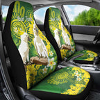 Personalised Australia Golden Wattle And Cacatua Galerita Car Seat Cover Aboriginal Art