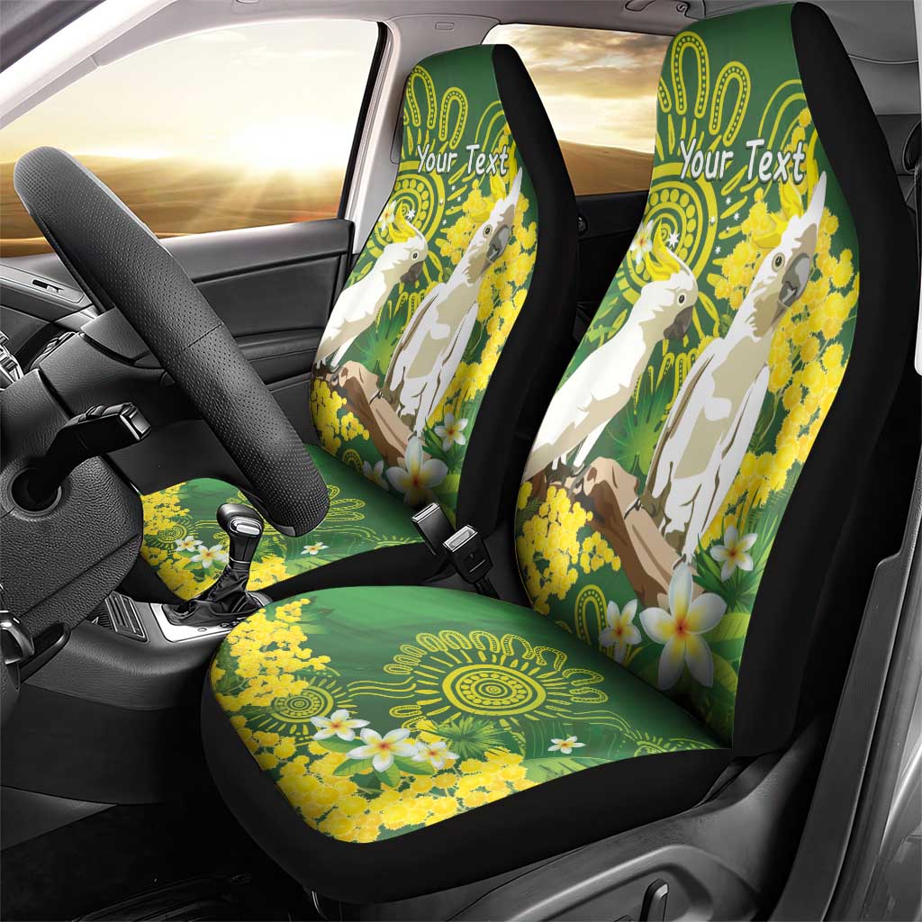 Personalised Australia Golden Wattle And Cacatua Galerita Car Seat Cover Aboriginal Art