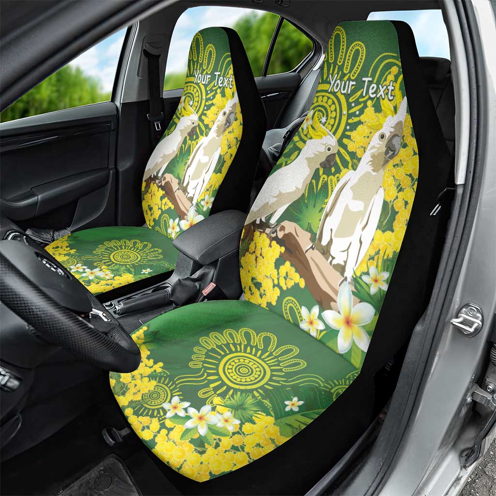 Personalised Australia Golden Wattle And Cacatua Galerita Car Seat Cover Aboriginal Art