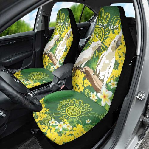 Personalised Australia Golden Wattle And Cacatua Galerita Car Seat Cover Aboriginal Art