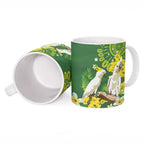 Personalised Australia Golden Wattle And Cacatua Galerita Ceramic Mug Aboriginal Art - Aussie Hoodie