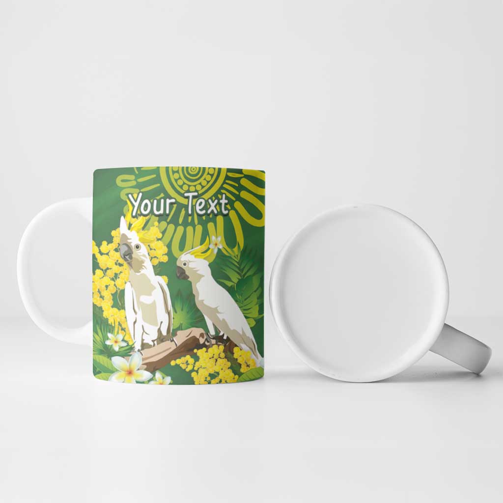 Personalised Australia Golden Wattle And Cacatua Galerita Ceramic Mug Aboriginal Art - Aussie Hoodie