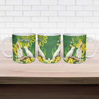 Personalised Australia Golden Wattle And Cacatua Galerita Ceramic Mug Aboriginal Art - Aussie Hoodie