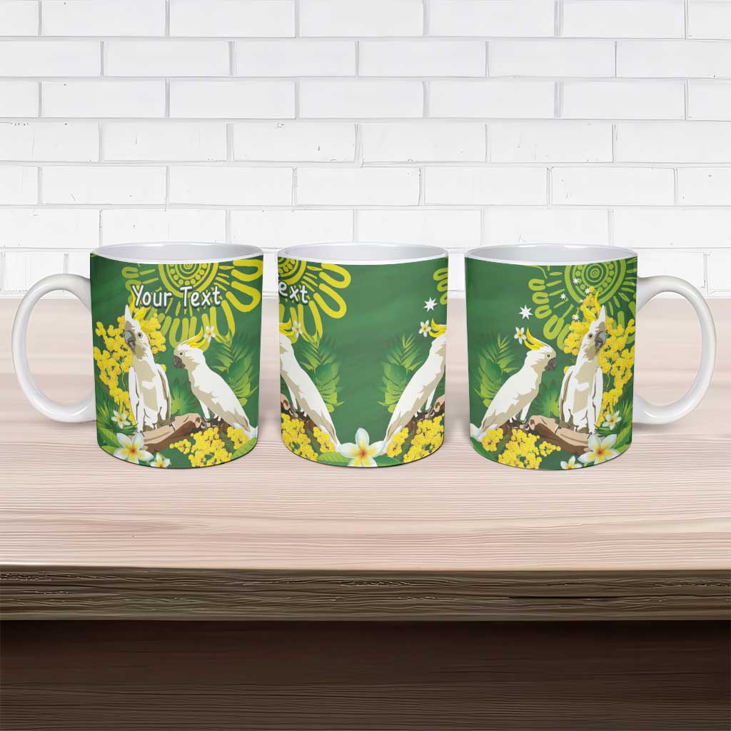 Personalised Australia Golden Wattle And Cacatua Galerita Ceramic Mug Aboriginal Art - Aussie Hoodie