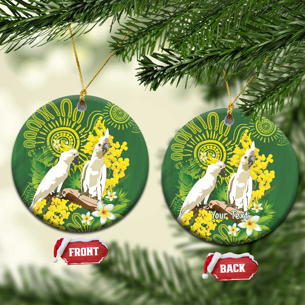 Personalised Australia Golden Wattle And Cacatua Galerita Ceramic Ornament Aboriginal Art - Aussie Hoodie