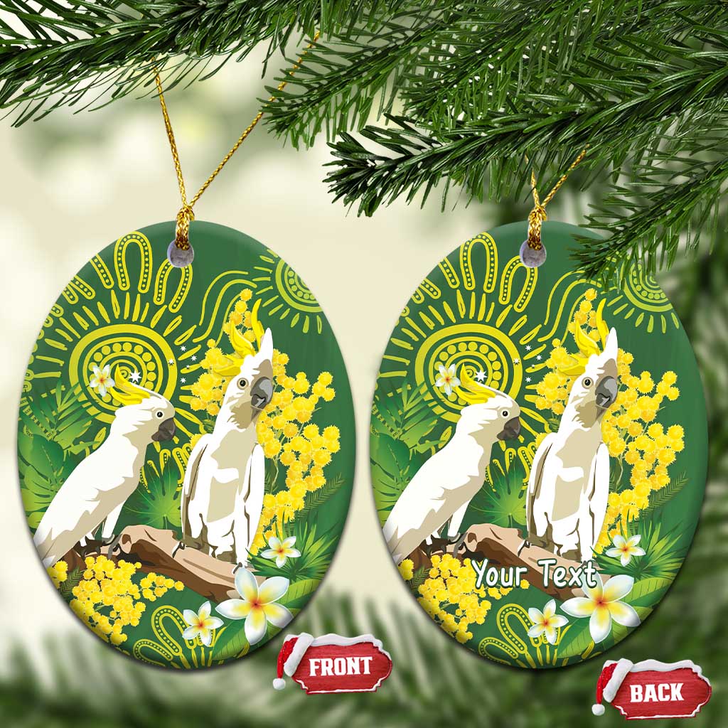 Personalised Australia Golden Wattle And Cacatua Galerita Ceramic Ornament Aboriginal Art - Aussie Hoodie