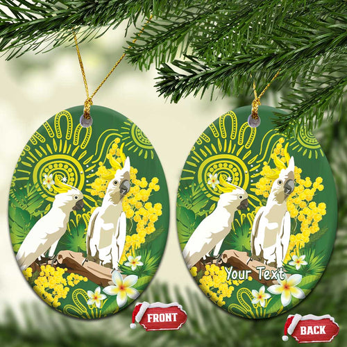 Personalised Australia Golden Wattle And Cacatua Galerita Ceramic Ornament Aboriginal Art - Aussie Hoodie