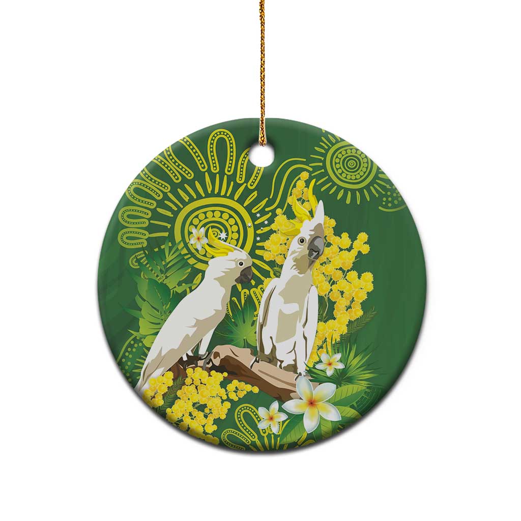 Personalised Australia Golden Wattle And Cacatua Galerita Ceramic Ornament Aboriginal Art - Aussie Hoodie