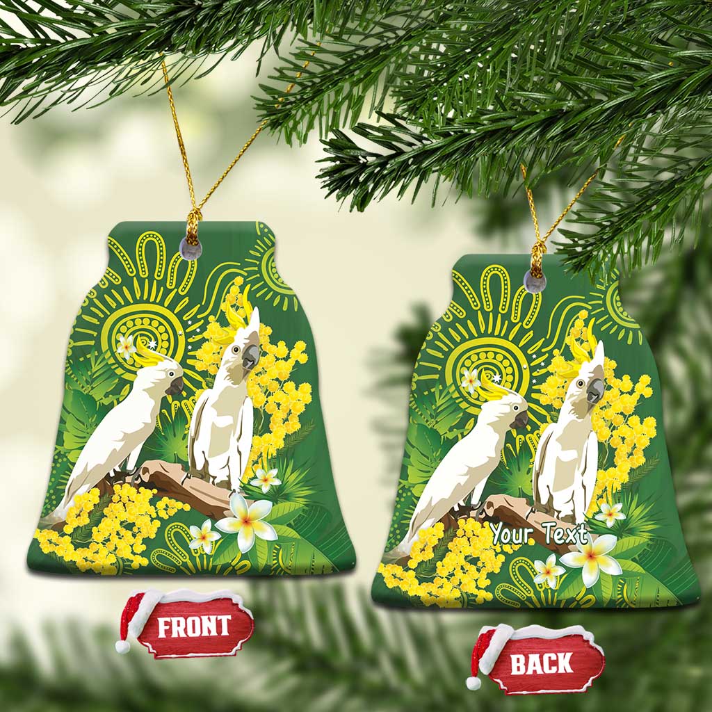Personalised Australia Golden Wattle And Cacatua Galerita Ceramic Ornament Aboriginal Art - Aussie Hoodie