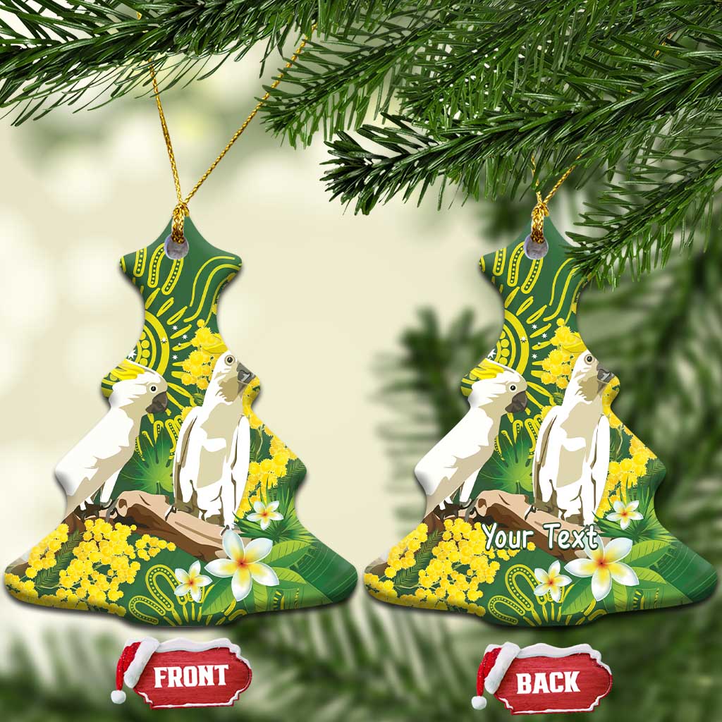 Personalised Australia Golden Wattle And Cacatua Galerita Ceramic Ornament Aboriginal Art - Aussie Hoodie