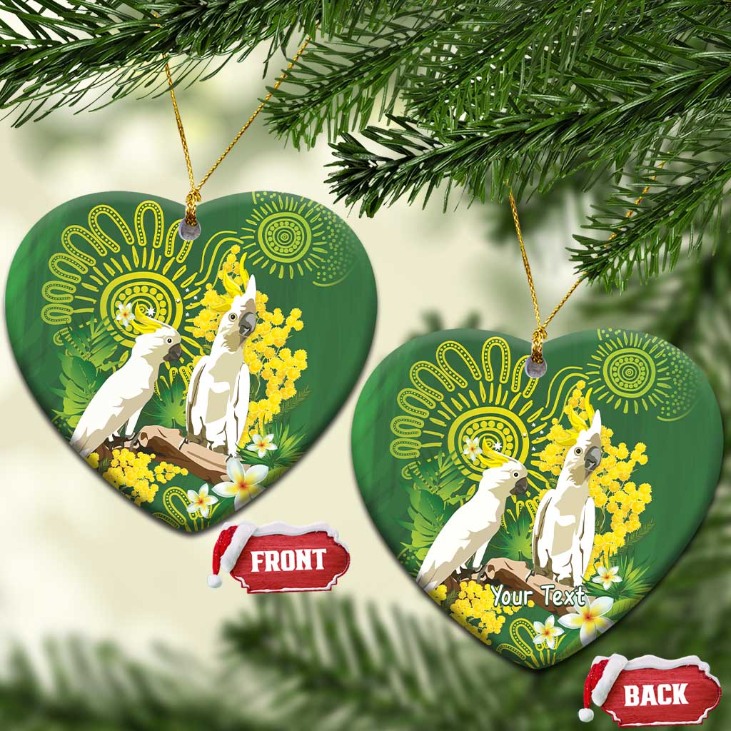 Personalised Australia Golden Wattle And Cacatua Galerita Ceramic Ornament Aboriginal Art - Aussie Hoodie