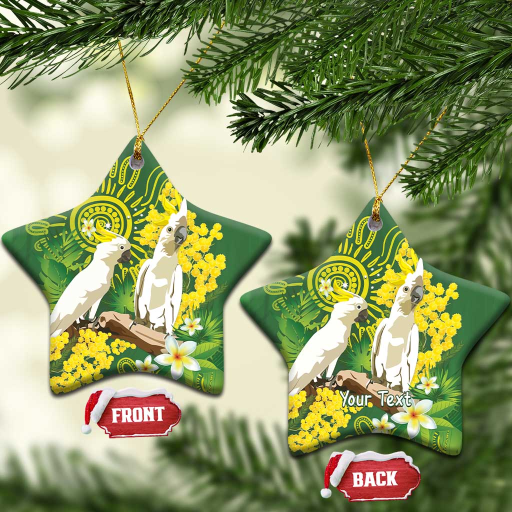 Personalised Australia Golden Wattle And Cacatua Galerita Ceramic Ornament Aboriginal Art - Aussie Hoodie