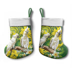 Personalised Australia Golden Wattle And Cacatua Galerita Christmas Stocking Aboriginal Art - Aussie Hoodie