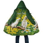 Personalised Australia Golden Wattle And Cacatua Galerita Cloak Aboriginal Art - Aussie Hoodie