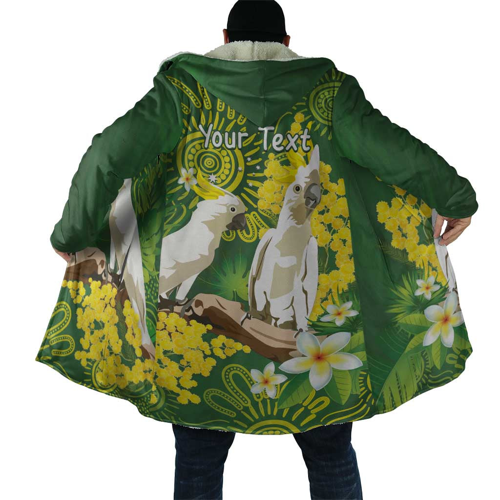 Personalised Australia Golden Wattle And Cacatua Galerita Cloak Aboriginal Art - Aussie Hoodie