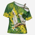 Personalised Australia Golden Wattle And Cacatua Galerita Cross Shoulder Shirt Aboriginal Art - Aussie Hoodie