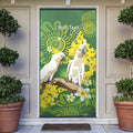 Personalised Australia Golden Wattle And Cacatua Galerita Door Cover Aboriginal Art - Aussie Hoodie
