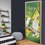 Personalised Australia Golden Wattle And Cacatua Galerita Door Cover Aboriginal Art - Aussie Hoodie
