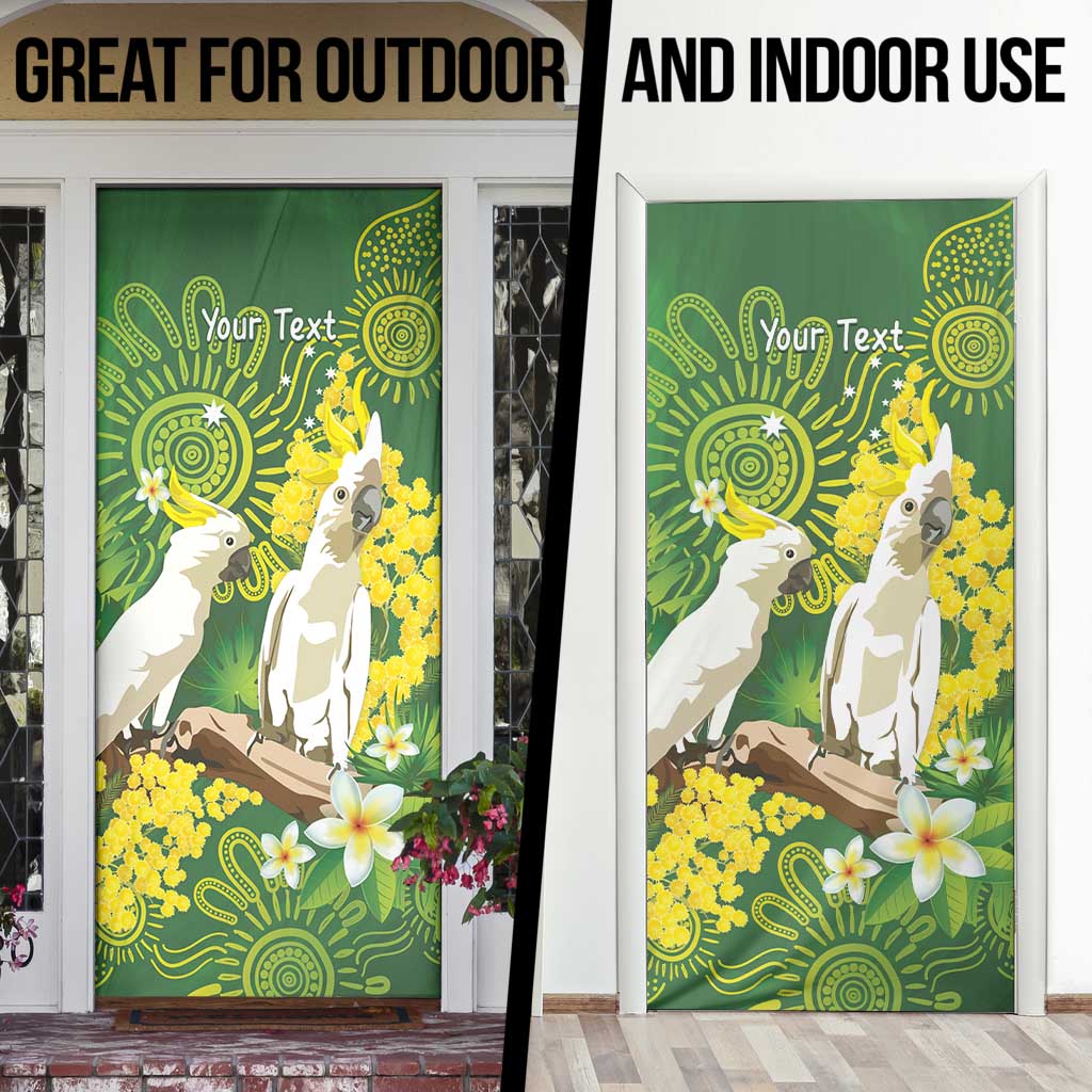 Personalised Australia Golden Wattle And Cacatua Galerita Door Cover Aboriginal Art - Aussie Hoodie