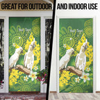 Personalised Australia Golden Wattle And Cacatua Galerita Door Cover Aboriginal Art - Aussie Hoodie