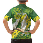 Personalised Australia Golden Wattle And Cacatua Galerita Family Matching Mermaid Dress and Hawaiian Shirt Aboriginal Art