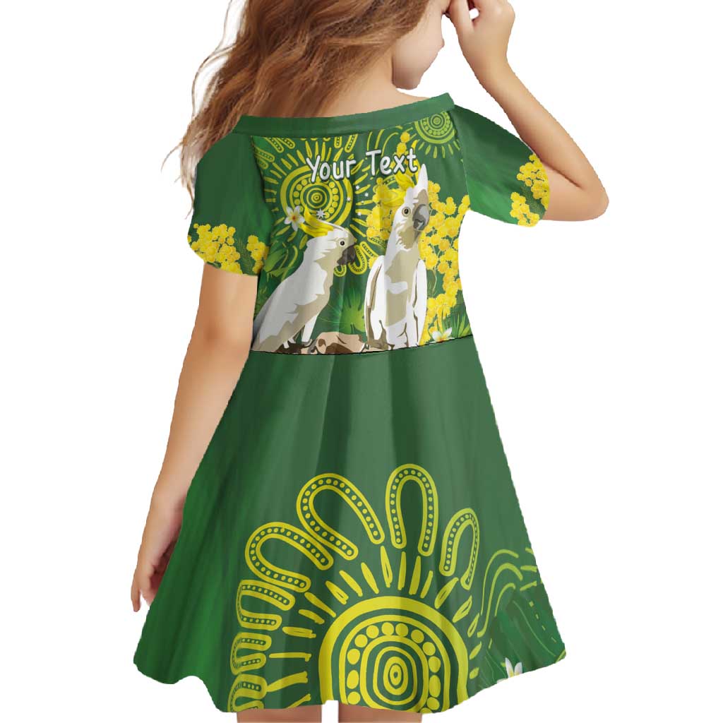 Personalised Australia Golden Wattle And Cacatua Galerita Family Matching Mermaid Dress and Hawaiian Shirt Aboriginal Art