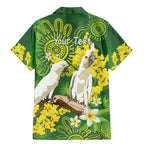 Personalised Australia Golden Wattle And Cacatua Galerita Family Matching Mermaid Dress and Hawaiian Shirt Aboriginal Art