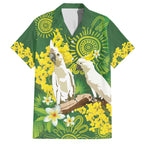 Personalised Australia Golden Wattle And Cacatua Galerita Family Matching Puletasi and Hawaiian Shirt Aboriginal Art