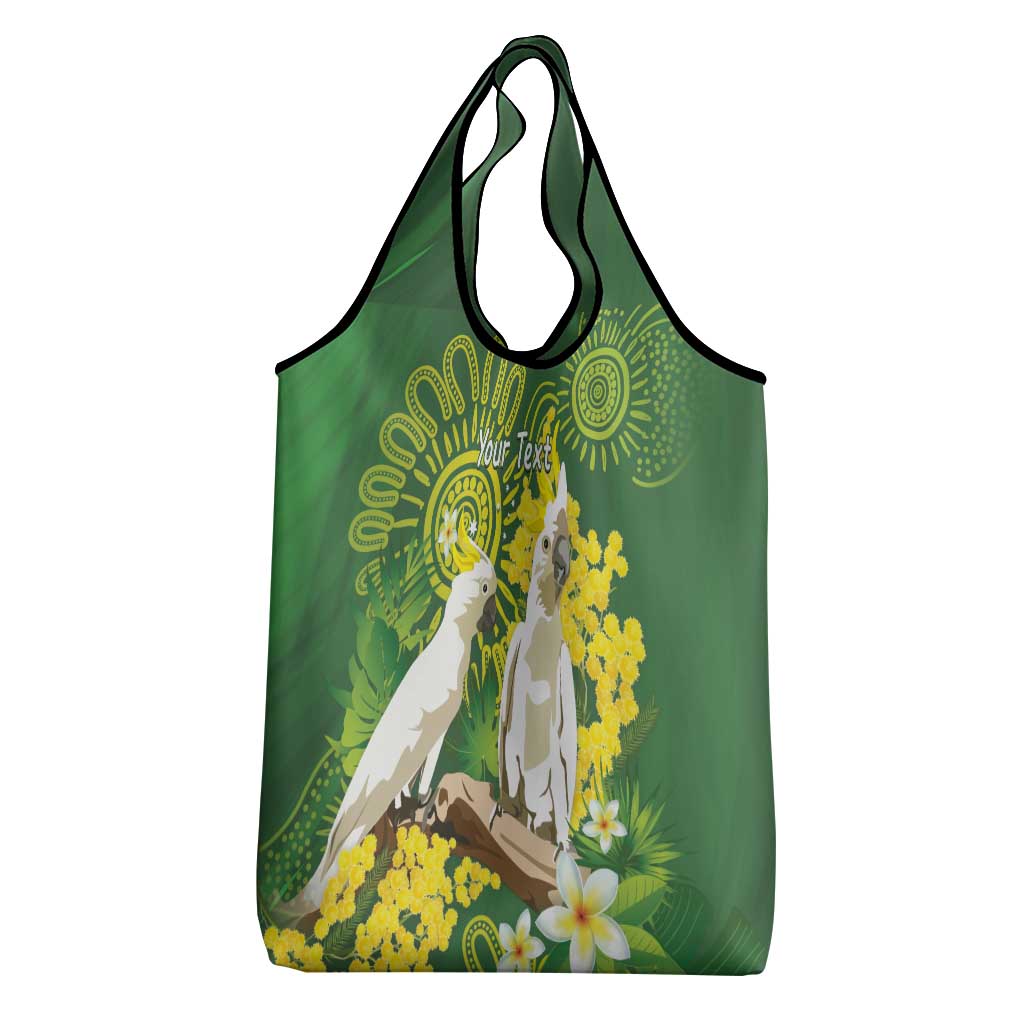 Personalised Australia Golden Wattle And Cacatua Galerita Grocery Bag Aboriginal Art
