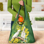 Personalised Australia Golden Wattle And Cacatua Galerita Grocery Bag Aboriginal Art
