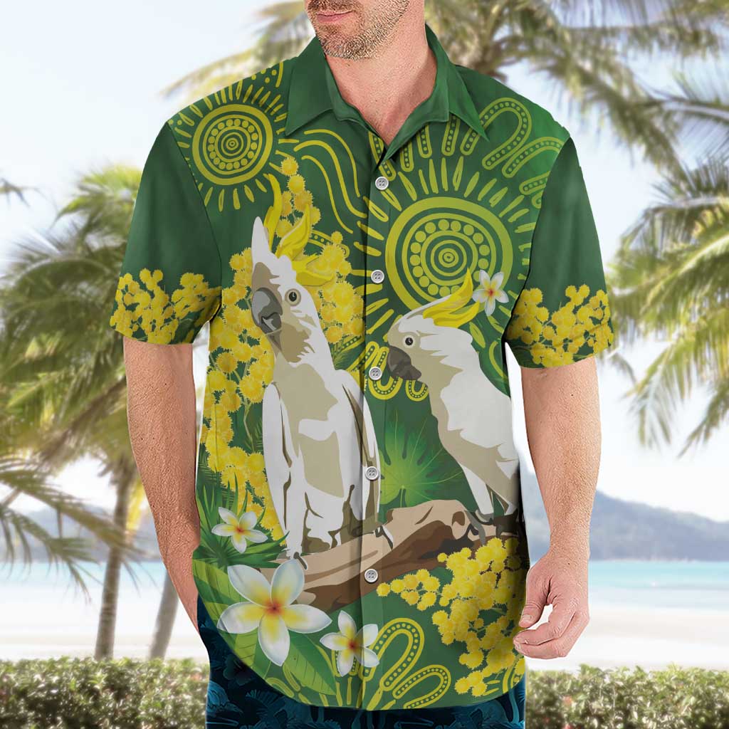 Personalised Australia Golden Wattle And Cacatua Galerita Hawaiian Shirt Aboriginal Art
