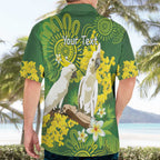 Personalised Australia Golden Wattle And Cacatua Galerita Hawaiian Shirt Aboriginal Art
