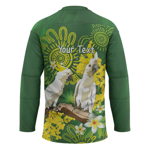Personalised Australia Golden Wattle And Cacatua Galerita Hockey Jersey Aboriginal Art - Aussie Hoodie
