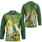 Personalised Australia Golden Wattle And Cacatua Galerita Hockey Jersey Aboriginal Art - Aussie Hoodie
