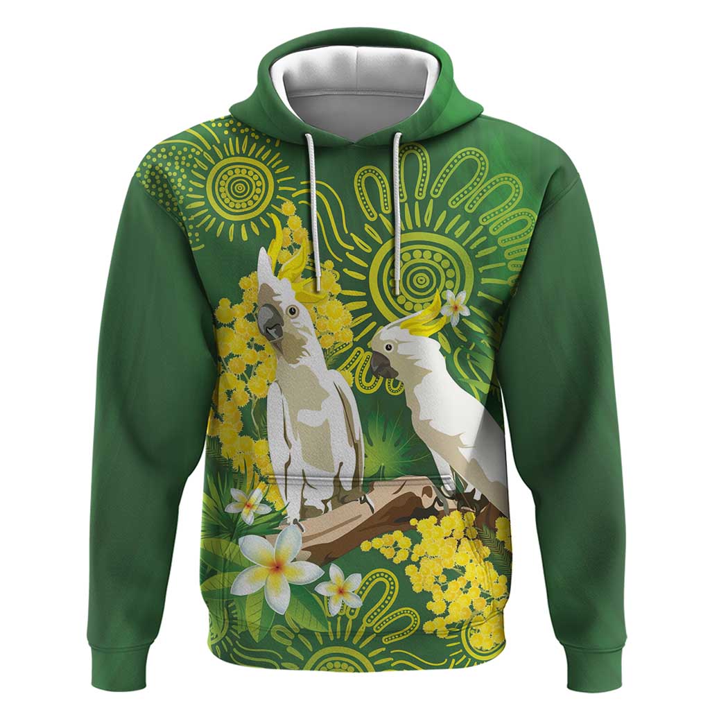Personalised Australia Golden Wattle And Cacatua Galerita Hoodie Aboriginal Art