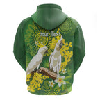 Personalised Australia Golden Wattle And Cacatua Galerita Hoodie Aboriginal Art