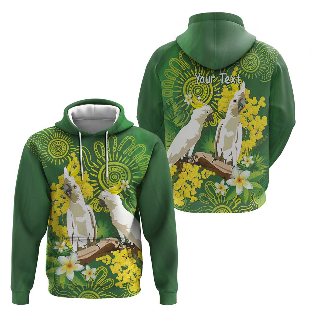 Personalised Australia Golden Wattle And Cacatua Galerita Hoodie Aboriginal Art