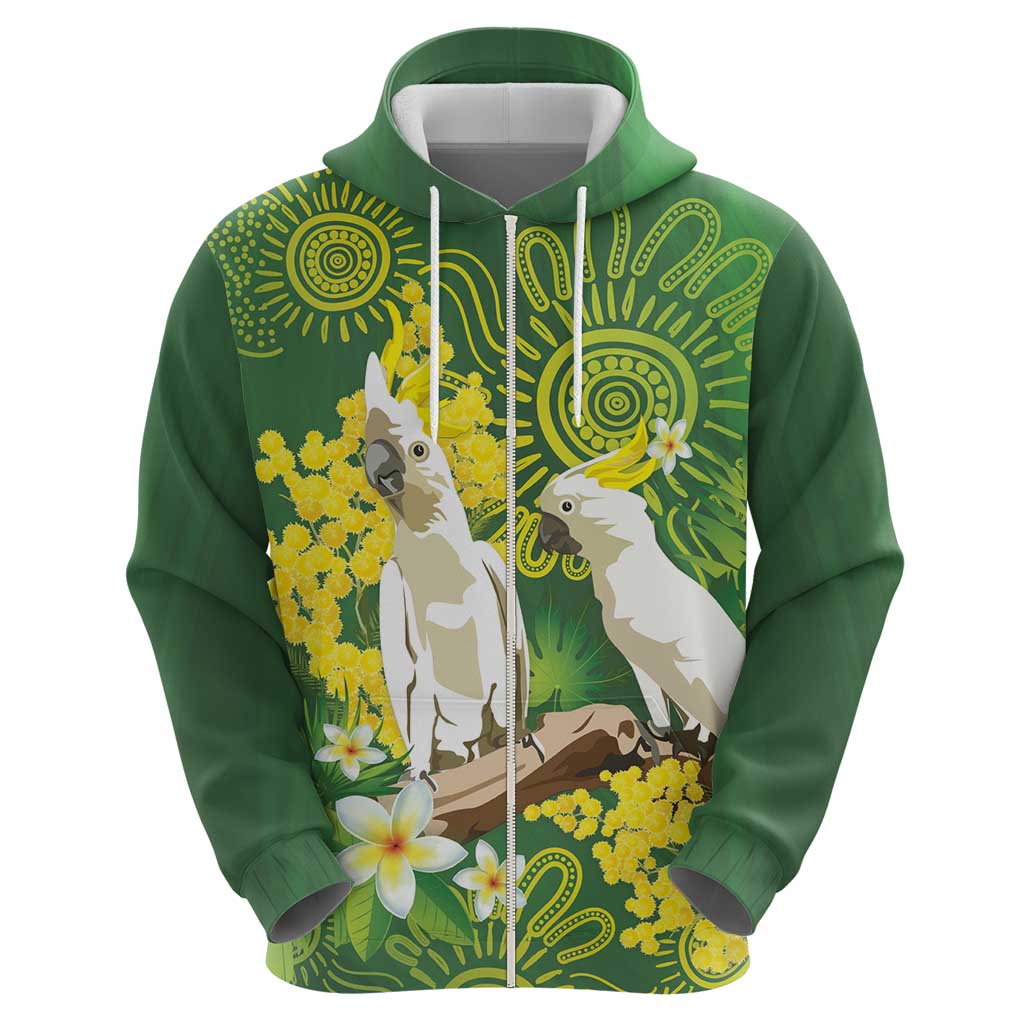 Personalised Australia Golden Wattle And Cacatua Galerita Hoodie Aboriginal Art