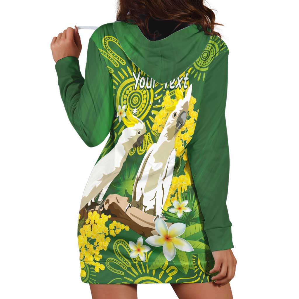 Personalised Australia Golden Wattle And Cacatua Galerita Hoodie Dress Aboriginal Art
