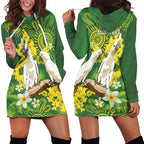 Personalised Australia Golden Wattle And Cacatua Galerita Hoodie Dress Aboriginal Art