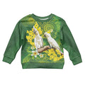 Personalised Australia Golden Wattle And Cacatua Galerita Kid Ugly Christmas Sweater Aboriginal Art - Aussie Hoodie