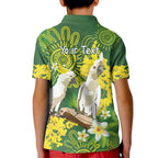 Personalised Australia Golden Wattle And Cacatua Galerita Kid Polo Shirt Aboriginal Art