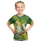 Personalised Australia Golden Wattle And Cacatua Galerita Kid T Shirt Aboriginal Art