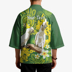 Personalised Australia Golden Wattle And Cacatua Galerita Kimono Aboriginal Art - Aussie Hoodie