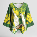 Personalised Australia Golden Wattle And Cacatua Galerita Kimono Sleeve Blouse Aboriginal Art - Aussie Hoodie