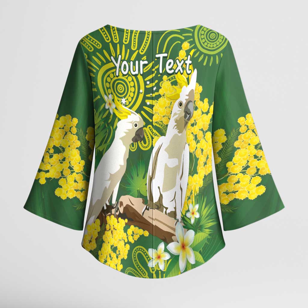 Personalised Australia Golden Wattle And Cacatua Galerita Kimono Sleeve Blouse Aboriginal Art - Aussie Hoodie