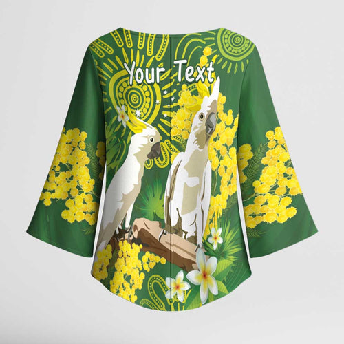 Personalised Australia Golden Wattle And Cacatua Galerita Kimono Sleeve Blouse Aboriginal Art - Aussie Hoodie