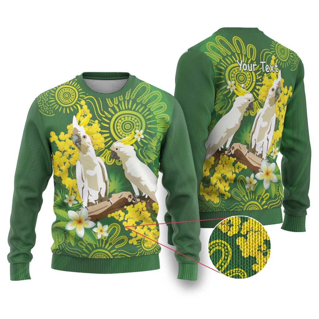 Personalised Australia Golden Wattle And Cacatua Galerita Ugly Christmas Sweater Aboriginal Art - Aussie Hoodie
